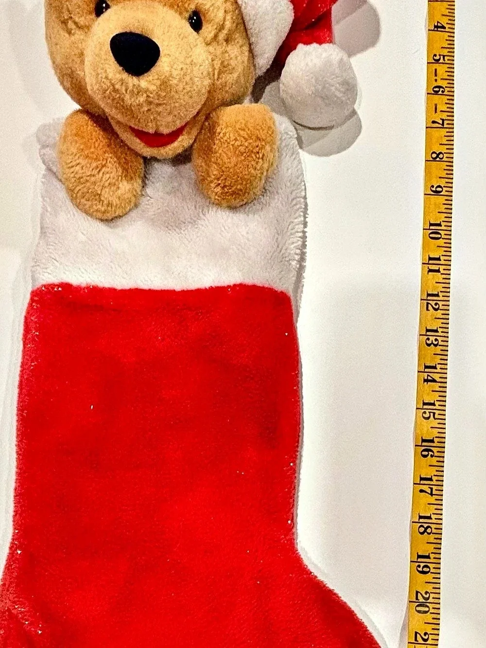 Vintage 90s Disney Winnie the Pooh 3D plush Large Christmas Stocking 24”